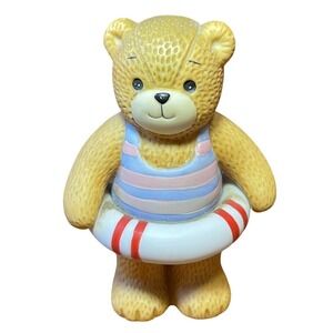 Lucy and Me Swimming Bear Figurine Ring Float Lifesaver 1985 Enesco Lucy Rigg